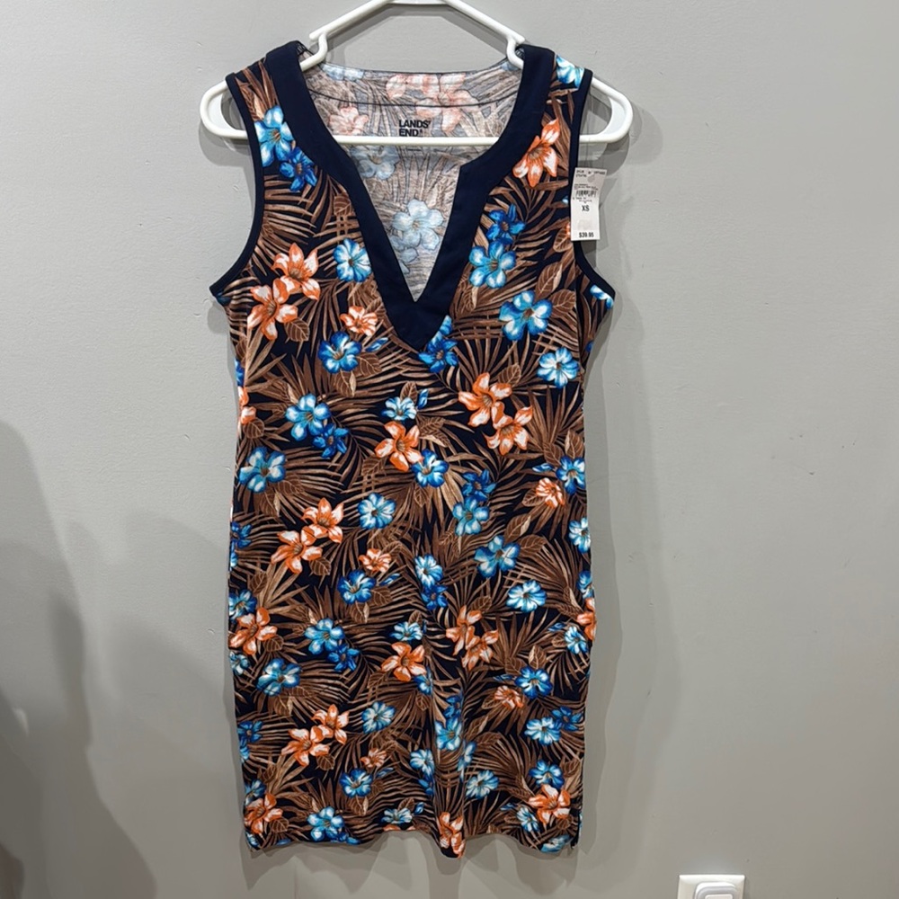 Lands' End Floral Sleeveless Dress
